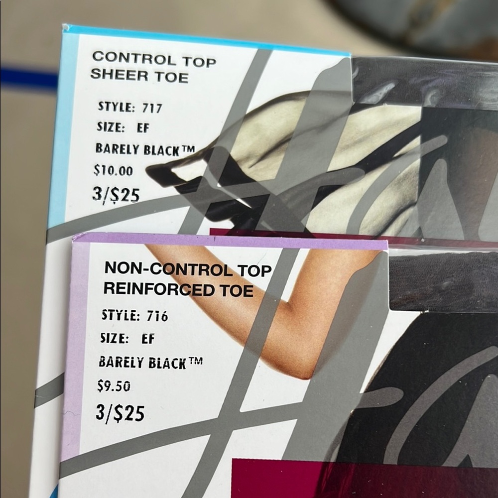 Control Top & Non-Control Top Sheer Toe Hosiery - Barely Black